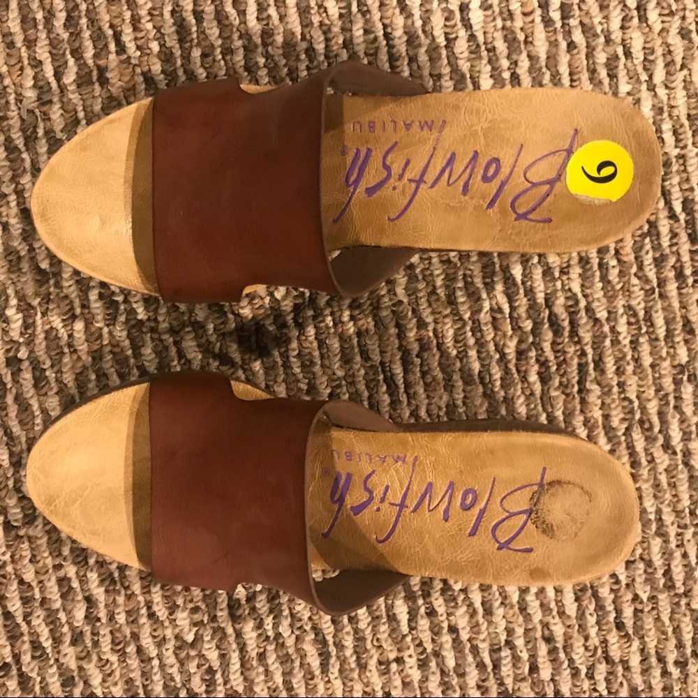 Brown leather Blowfish wedges